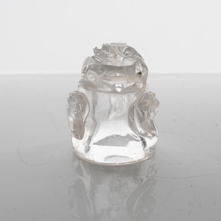 A Chinese rock chrystal tripod censer with cover, 20th century.