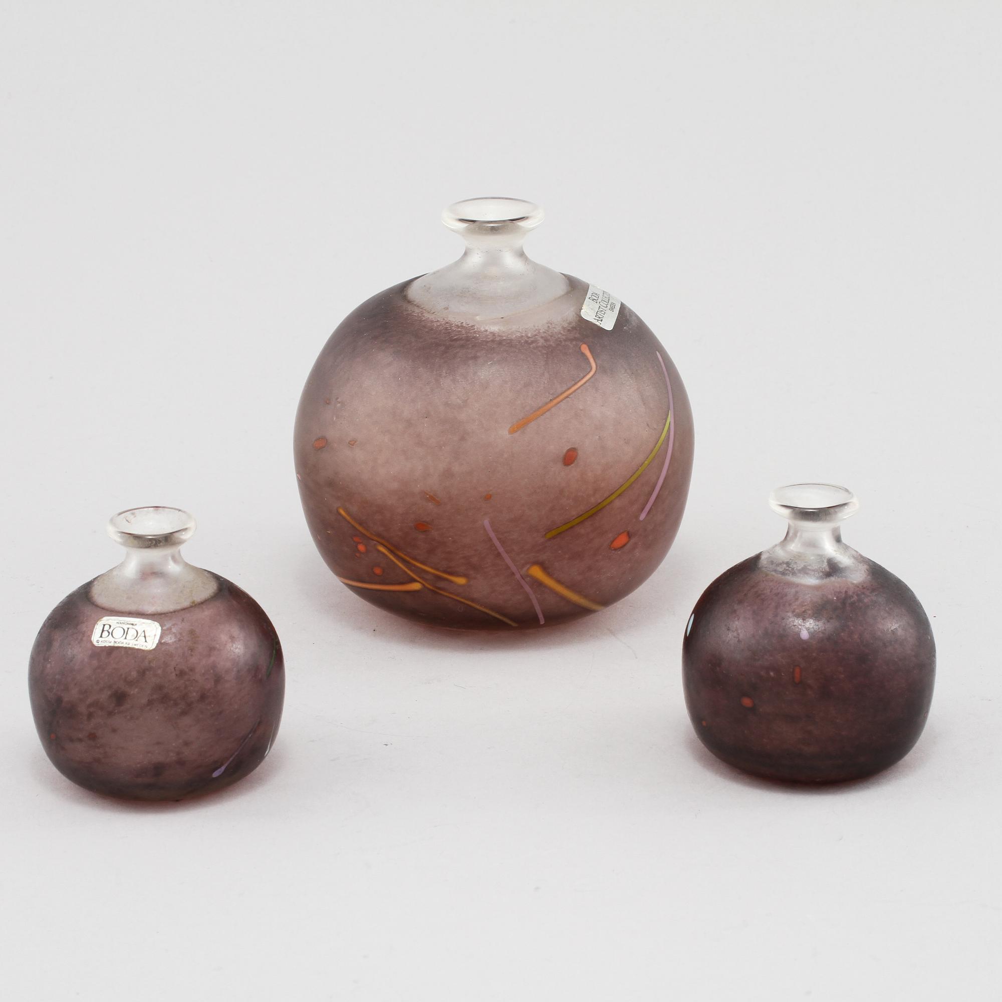 VASER, 3 st, glas, Bertil Vallien, Boda Artist Collection, 1900-talets andra hälft.