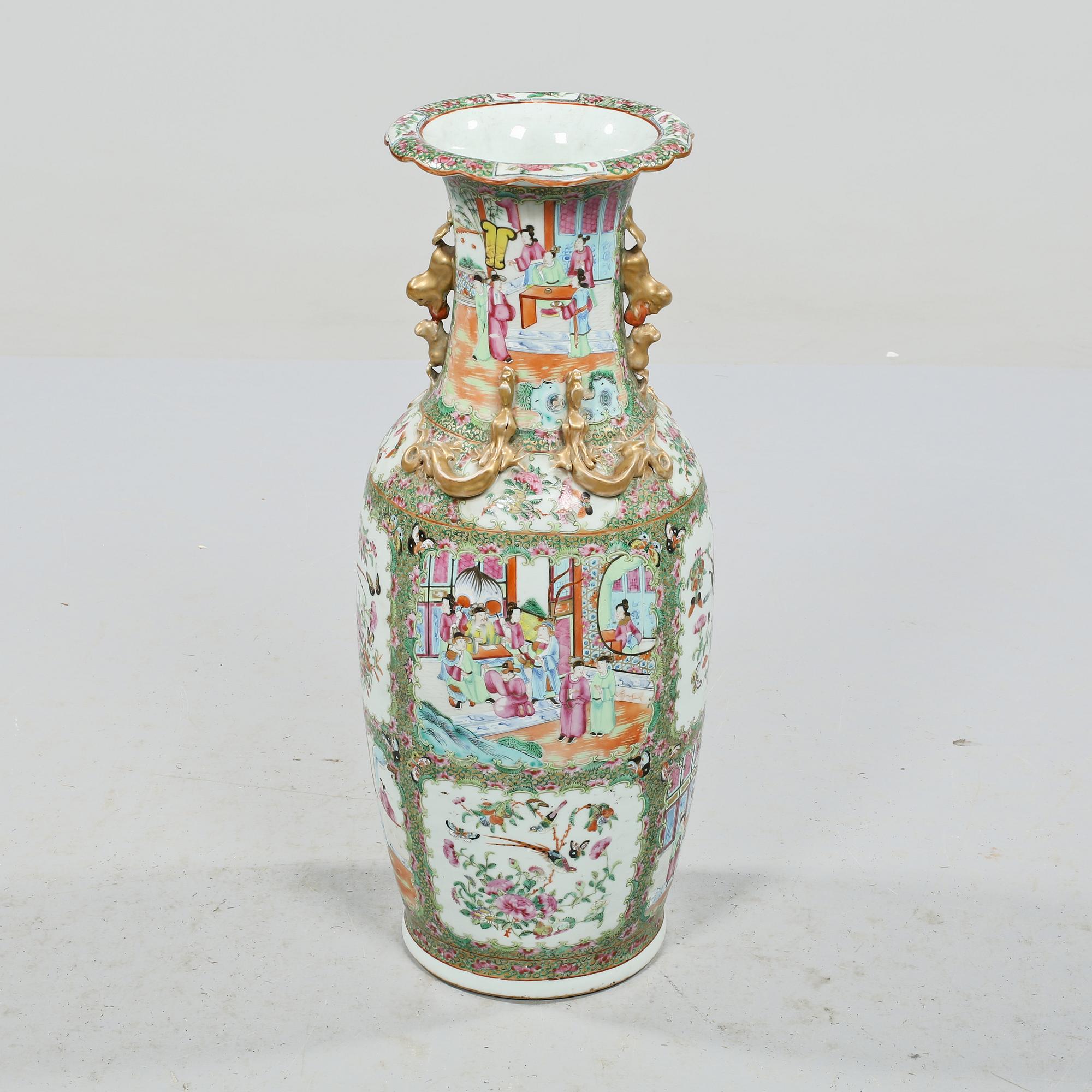 GOLVVAS, porslin, Kanton, Kina, tidigt 1900-tal.