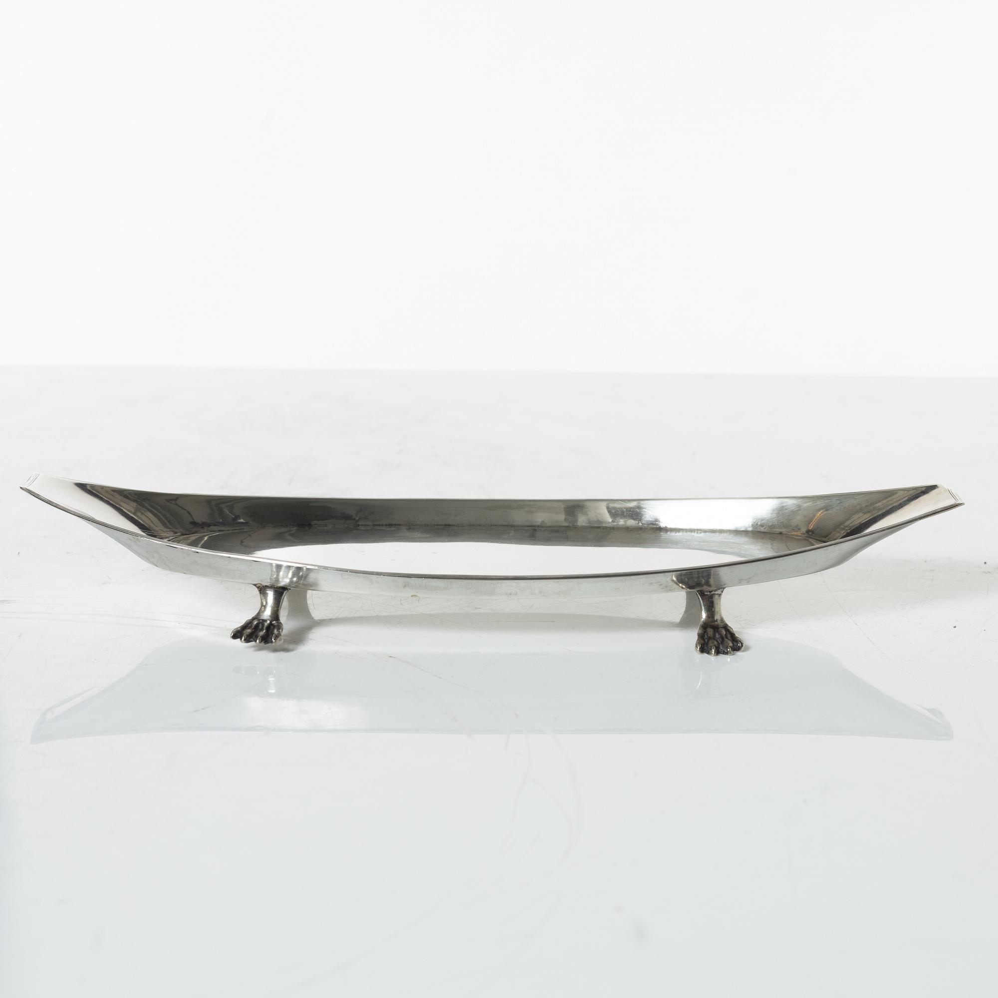 A Swedish Empire silver candle snuffer and tray, Stockholm 1818-1819.