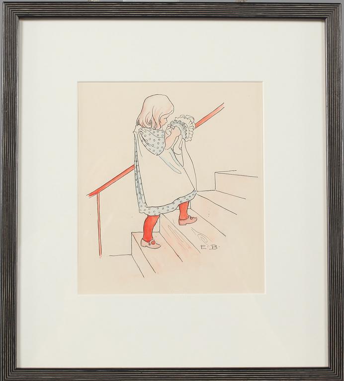 ELSA BESKOW, akvarell och tusch, signerad.