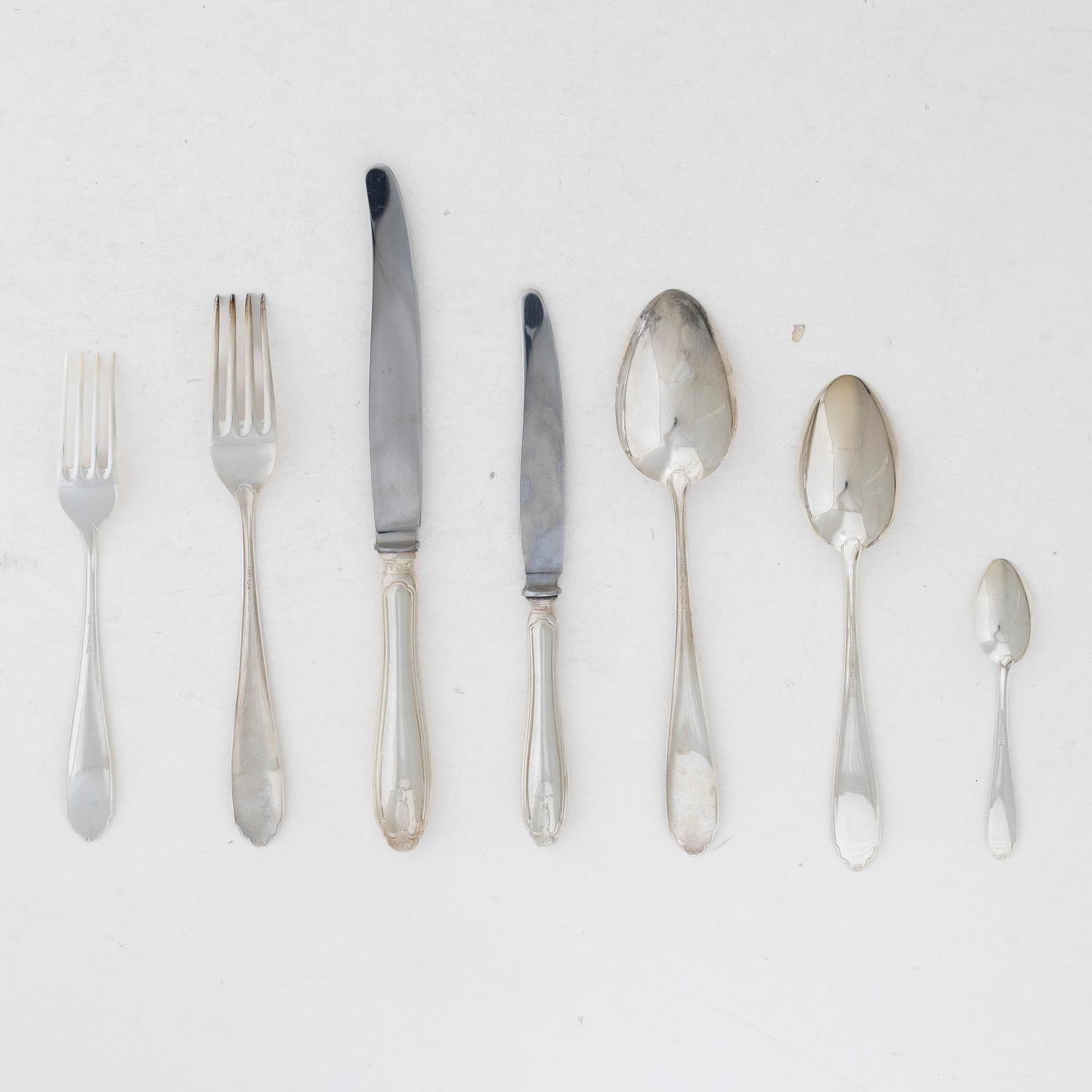 A 46-piece silver flatware set, model 'Vasa', GAB, Sweden, 1972-1980.