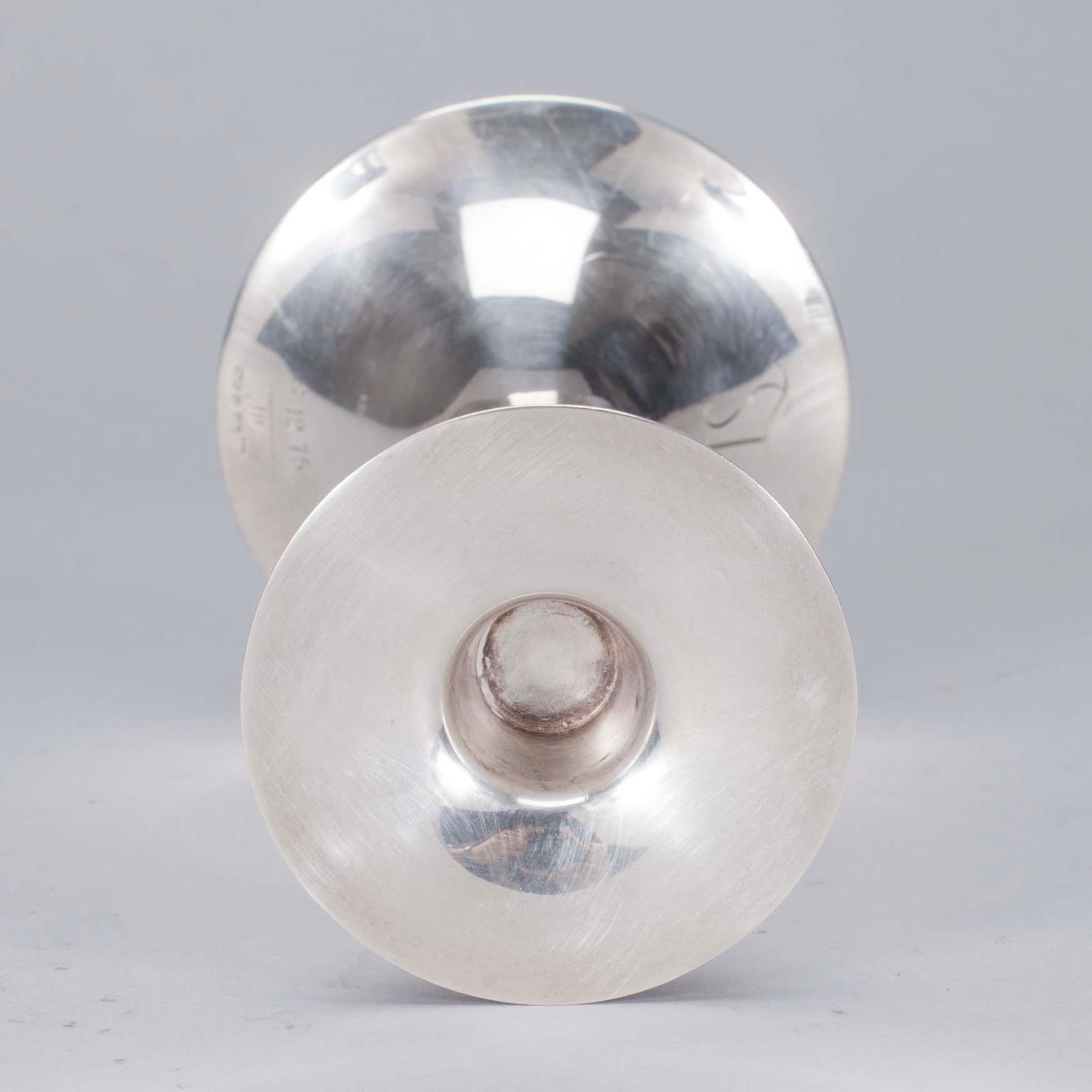 LJUSSTAKE, silver, signerad TW, Hopeakeskus Oy, Tavastehus, 1973.