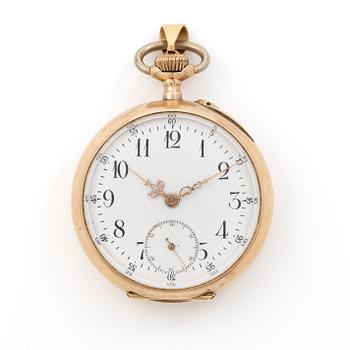 Pocket watch, 14K gold, 34 mm.