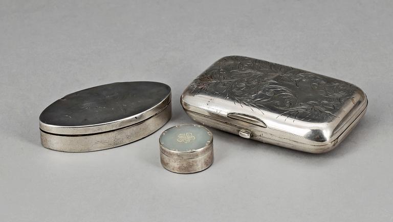 DOSOR, 3 st, silver, bla Lorenz Georg Weis, Norrköping 1800/1900-tal.