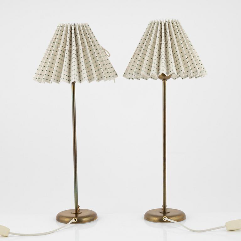 Harald Notini, A pair of brass table lamps, model "15288" Arvid Böhlmarks Lampfabrik, mid 1900's.