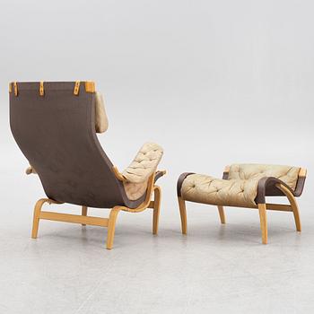 Bruno Mathsson, a "Pernilla" armchair with foot stool, Dux,