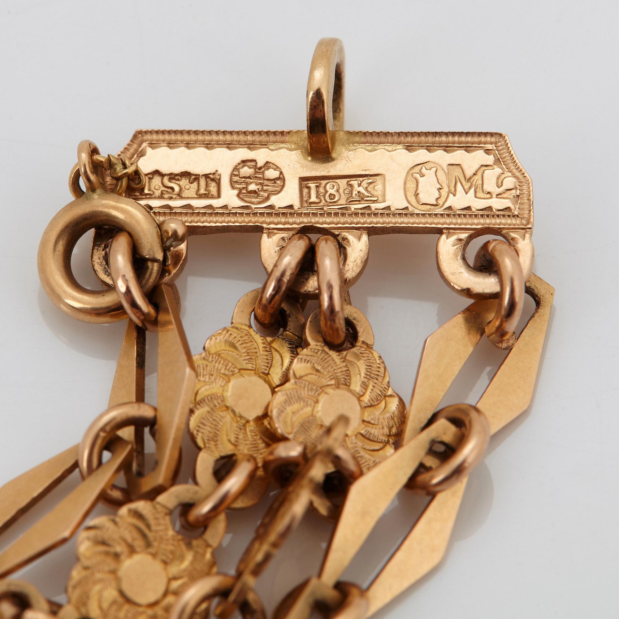 Chatelaine 18K guld med emalj.