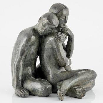 Maud Lewenhaupt du Jeu, skulptur, signerad och daterad, gjutarstämpel, brons, höjd 29 cm.