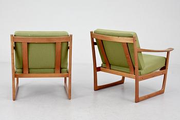 FÅTÖLJER, ett par, "Slädes-stolen", Peter Hvidt&Orla Mölgaard Nielsen. Modellen formgiven 1961.