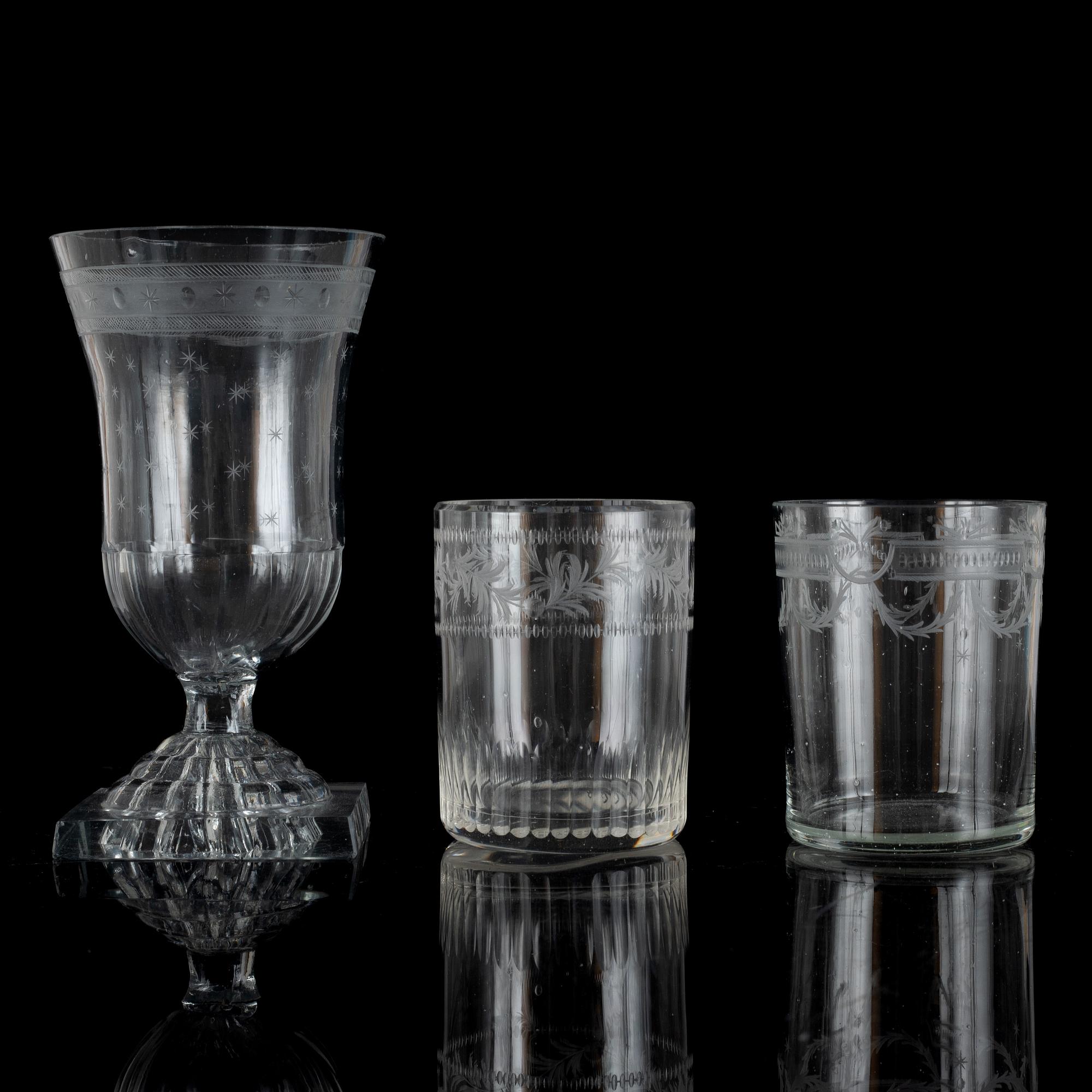 Glas, 14 st, sengustavianska, tidigt 1800-tal.