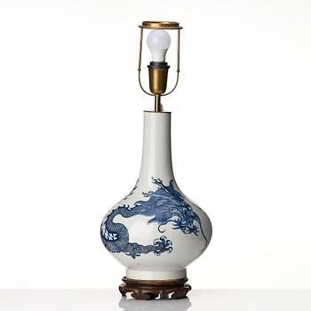 A blue and white dragon vase, Qing dynasty with Xuande six character mark.