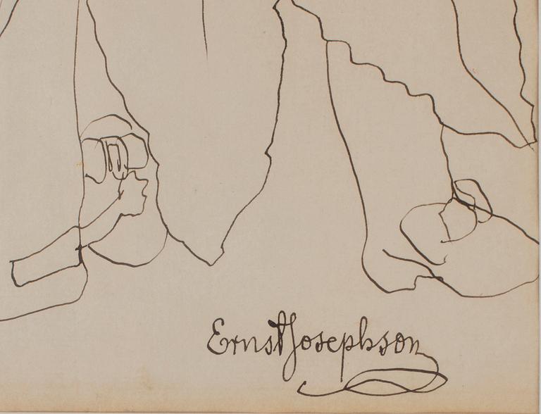 ERNST JOSEPHSON, tuschteckning, signerad.