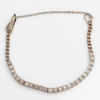 Rannekoru, 14K valkokultaa, 8/8 hiottuja timantteja.