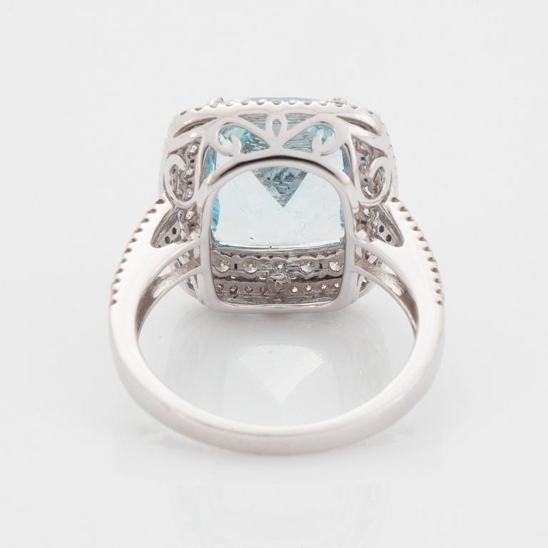 Aquamarine and diamond cocktail ring.