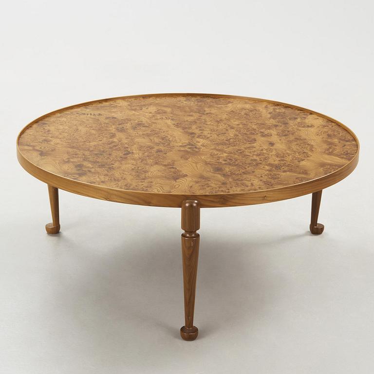 A Josef Frank walnut and burled wood sofa table, model 2139, post 1985.