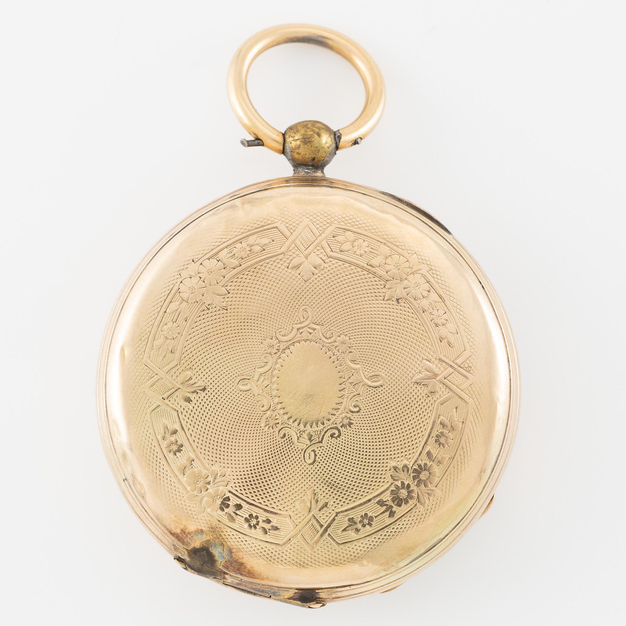 Pocket watch 14K gold, 45.5 mm.