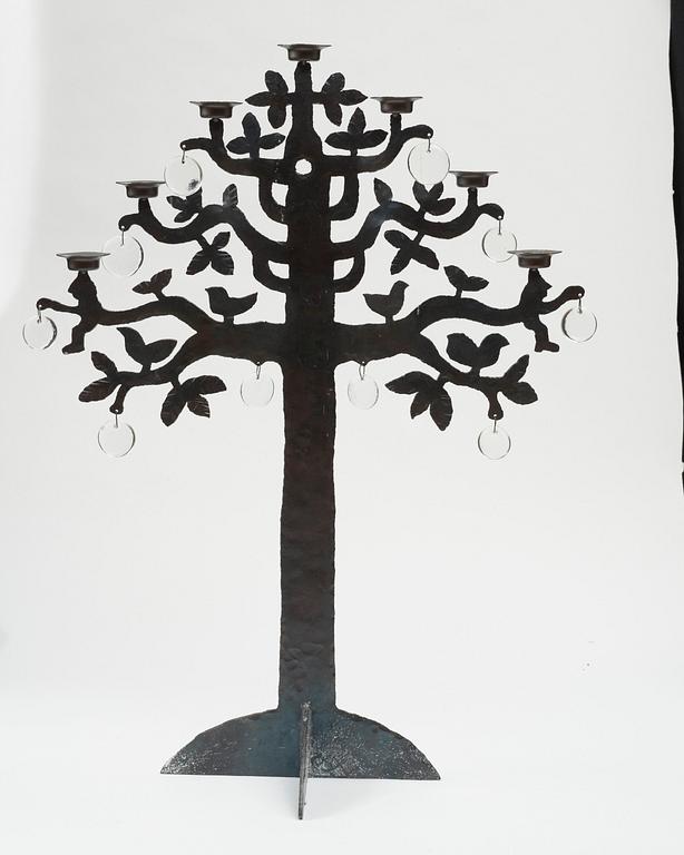 A Bertil Vallien iron work candelabrum, Boda Smide, Sweden.