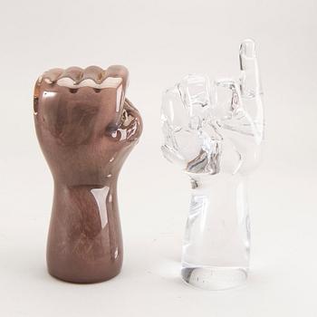 Elna Melusine Jolom, two signed glass sculpture.