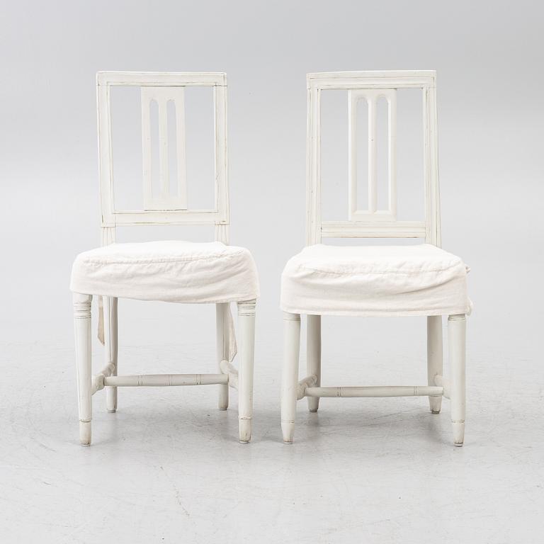 Six Gustavian chairs, late 18th century.
