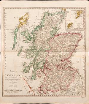 Homannn's Heirs, map Scotland, hand colored copper engraving, Nürnberg 1807.