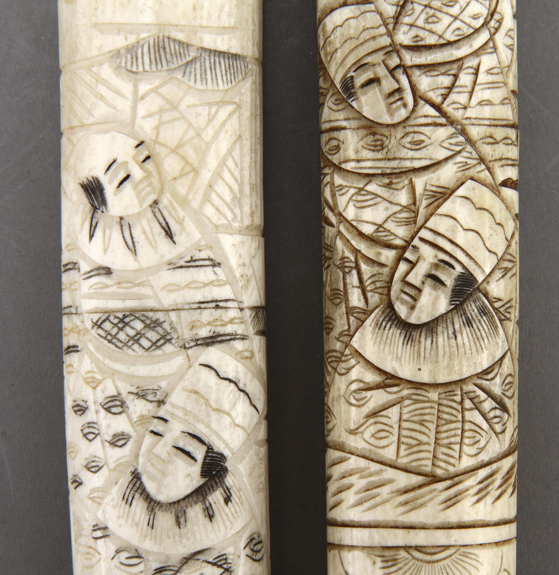 KNIVAR, 2 st, ben, orientaliska, 1800/1900-tal.