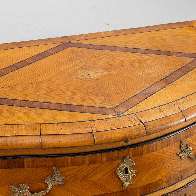 A Swedish parquetry rococo commode, Stockholm, later part 18th century.
