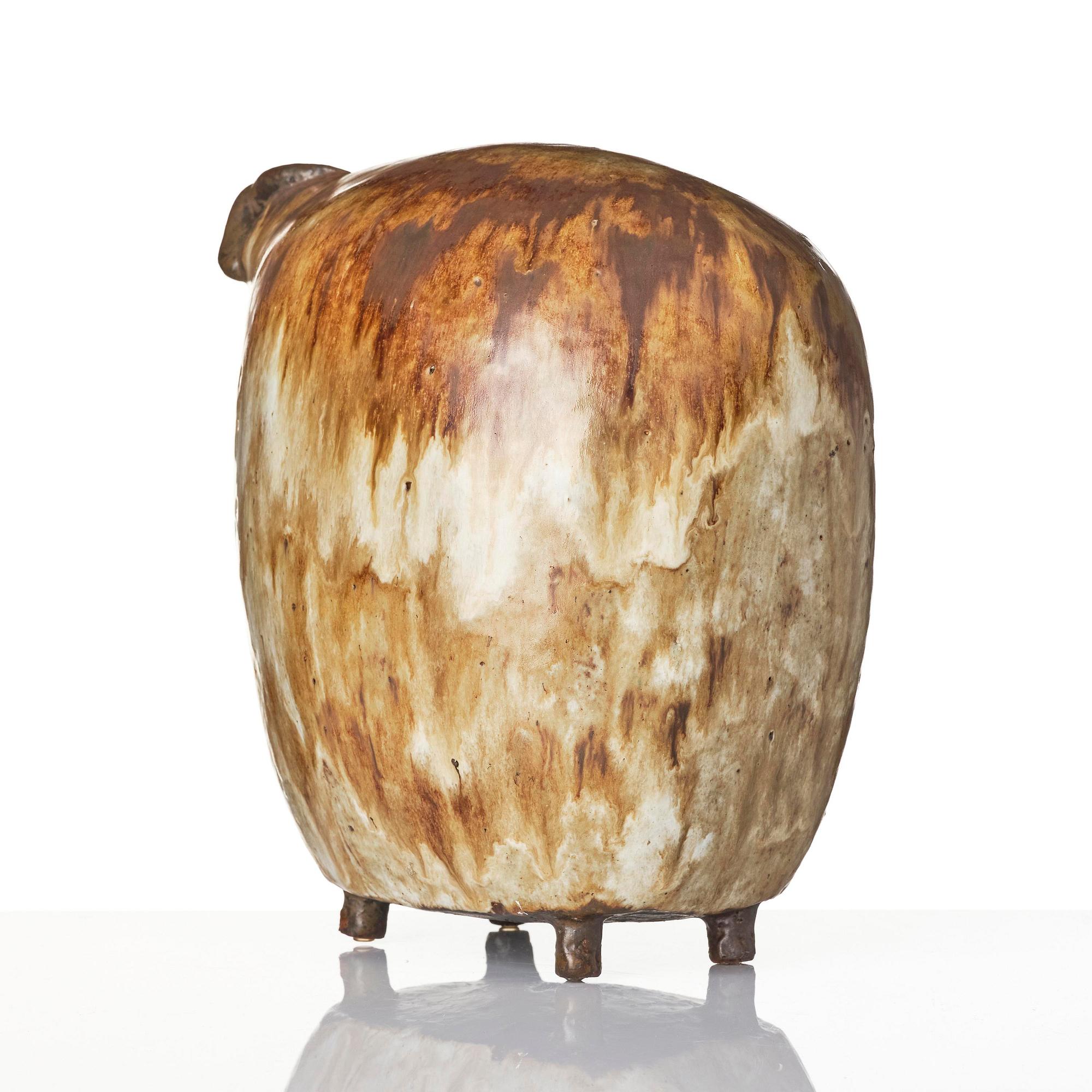 Åke Holm, skulptur, stengods, bagge, Höganäs 1950-tal.