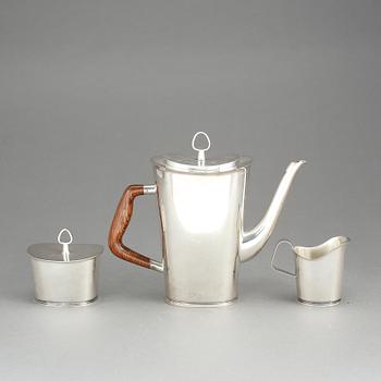 KAFFESERVIS, 3 delar, silver. Vera Ferngren, 1964-67.