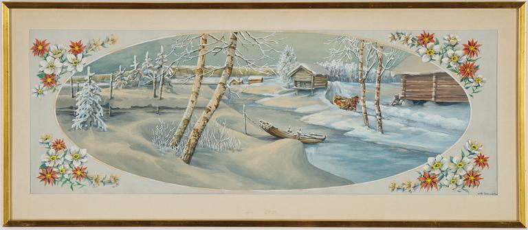 Erik Forsman, gouache, signerad.