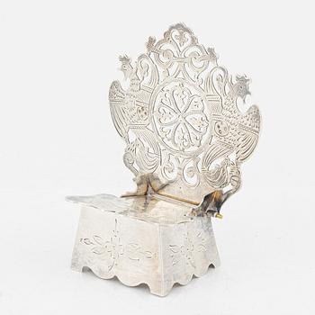A Russian silver salt-chair, Moscow 1869.