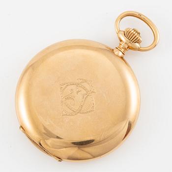IWC, pocket watch, hunter, 14K gold, 52 mm.