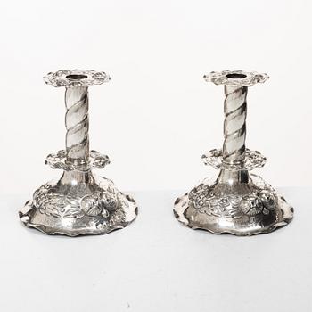 Candelsticks, a pair, silver, Baroque style, Jewellers Ab Joh Petterssons Eftr, Stockholm 1948.
