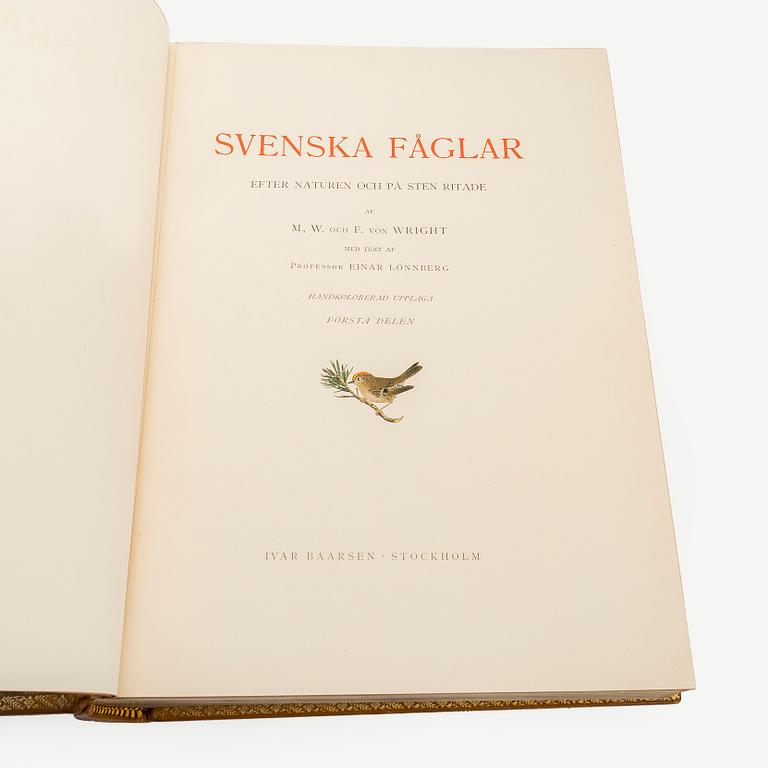Bibliofilupplagan 3 volymer av von Wright: Svenska fåglar.