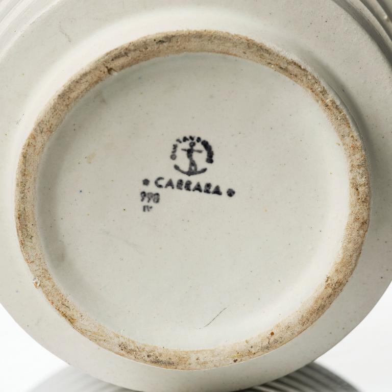 Wilhelm Kåge, A set of three ceramic flower pots, a vase and jar with lid,  Gustavsberg 1930s.