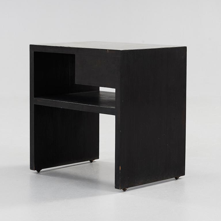 An Uno Åhrén black lacquered birch and pewter side table, Svenskt Tenn, Stockholm ca 1930.