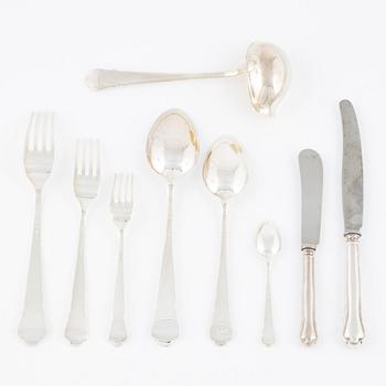 A Swedish silver cutlery set, model 'Chippendale', 87 pieces, GAB, Stockholm 1940s and 50s.