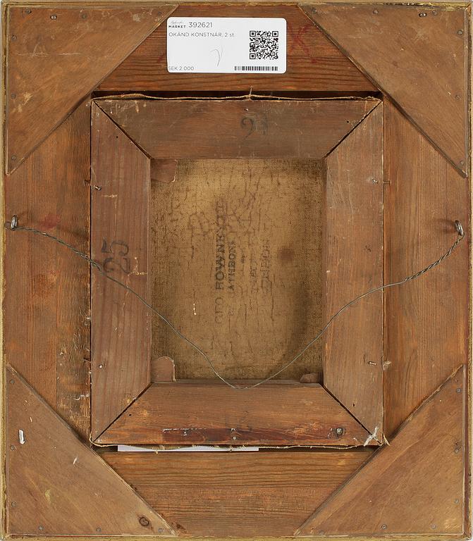 OKÄND KONSTNÄR, 2 st, olja på duk, England, otydligt signerade, 1800-talets andra hälft.