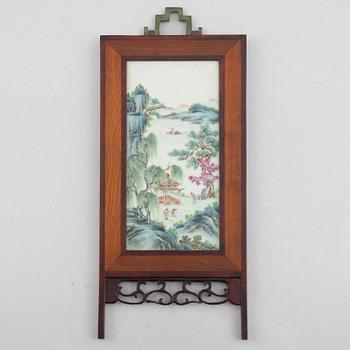 A Chinese famille rose porcelain plaque, 20th century.