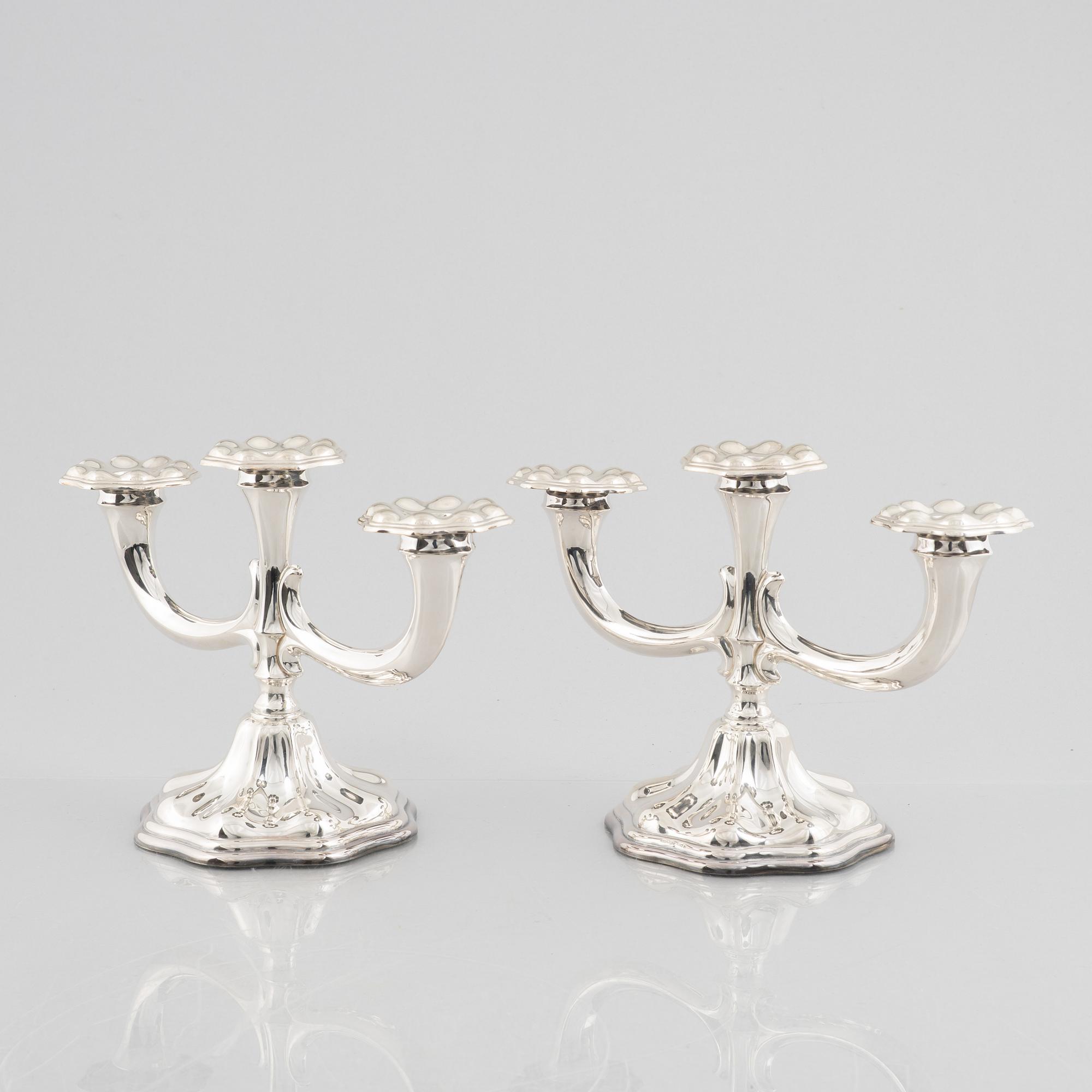 A pair of candelabras, silver. CG Hallberg, 1952.