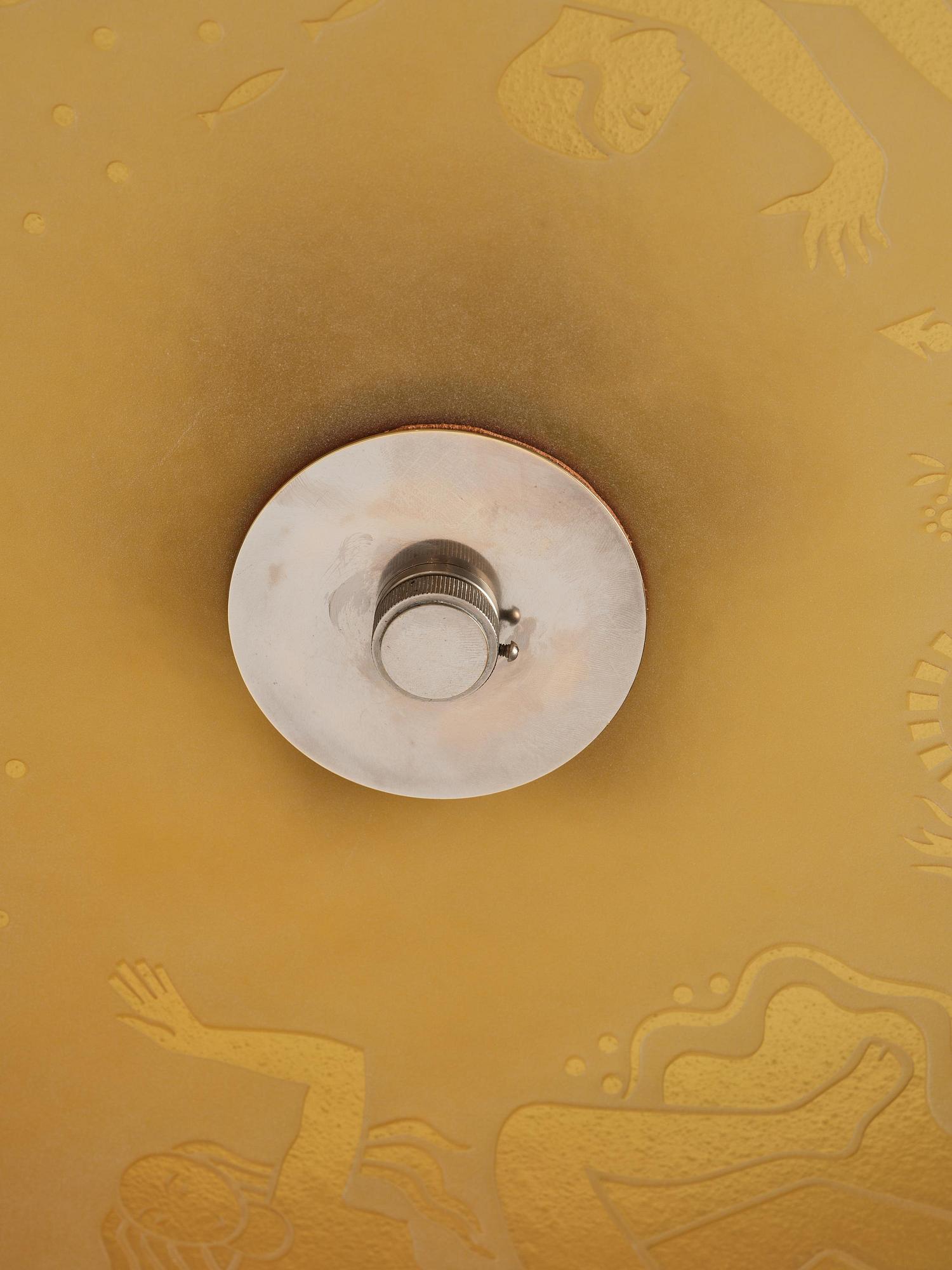 Edward Hald, & Erik Tidstrand, a rare "The 4 Winds" ceiling lamp model "HD 656"/"29679", Orrefors & Nordiska Kompaniet, 1930s.