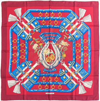 Hermès, an 'Aux Champs' silk scarf.