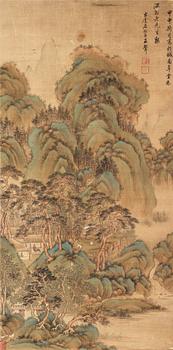 323. RULLMÅLNING, Wang Huis (1632-1717) efterföljd, Qingdynastin, 1800-tal.
