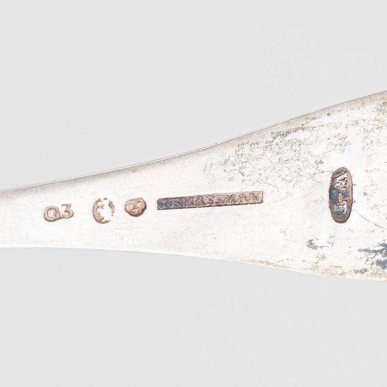 A Swedish silver bowl and a sauce spoon, including Johan Petter Grönvall, Stockholm 1818-19.