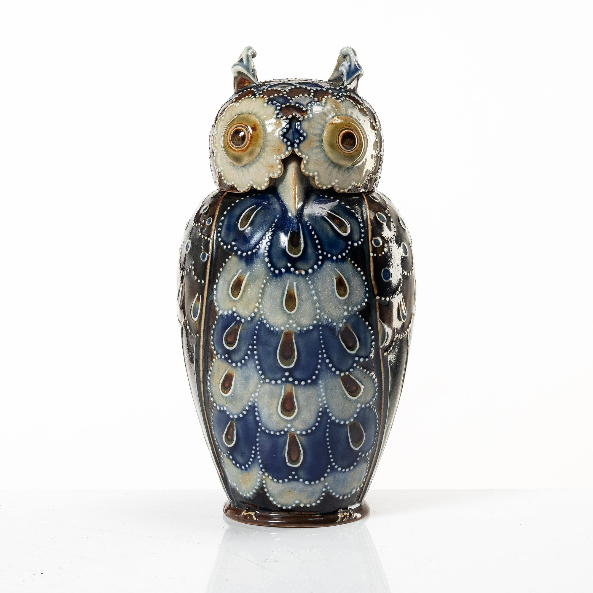 Mark Marshall, tillskriven, urna med lock, stengods, Doulton Lambeth, England, omkring 1900.