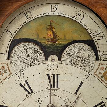 An oak longcase clock, 19th Century.