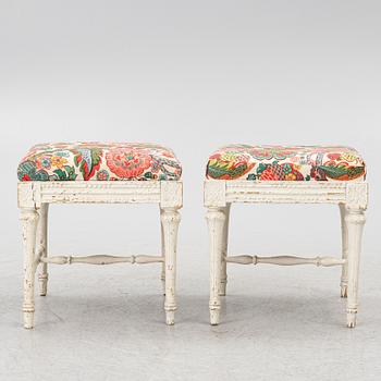 A pair of Gustavian stools, late 18th century.