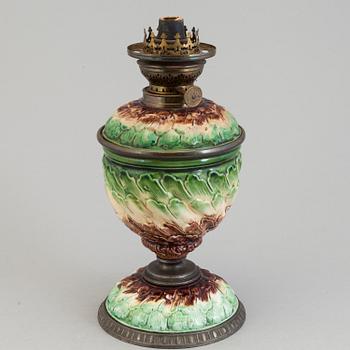 A late 19th century oil lamp.