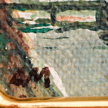 OKÄND KONSTNÄR, 4 st, akvarell och olja på duk, 1900-tal.