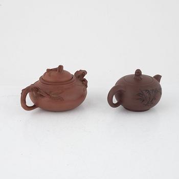 Two Yixing teapots, China, 20th century.